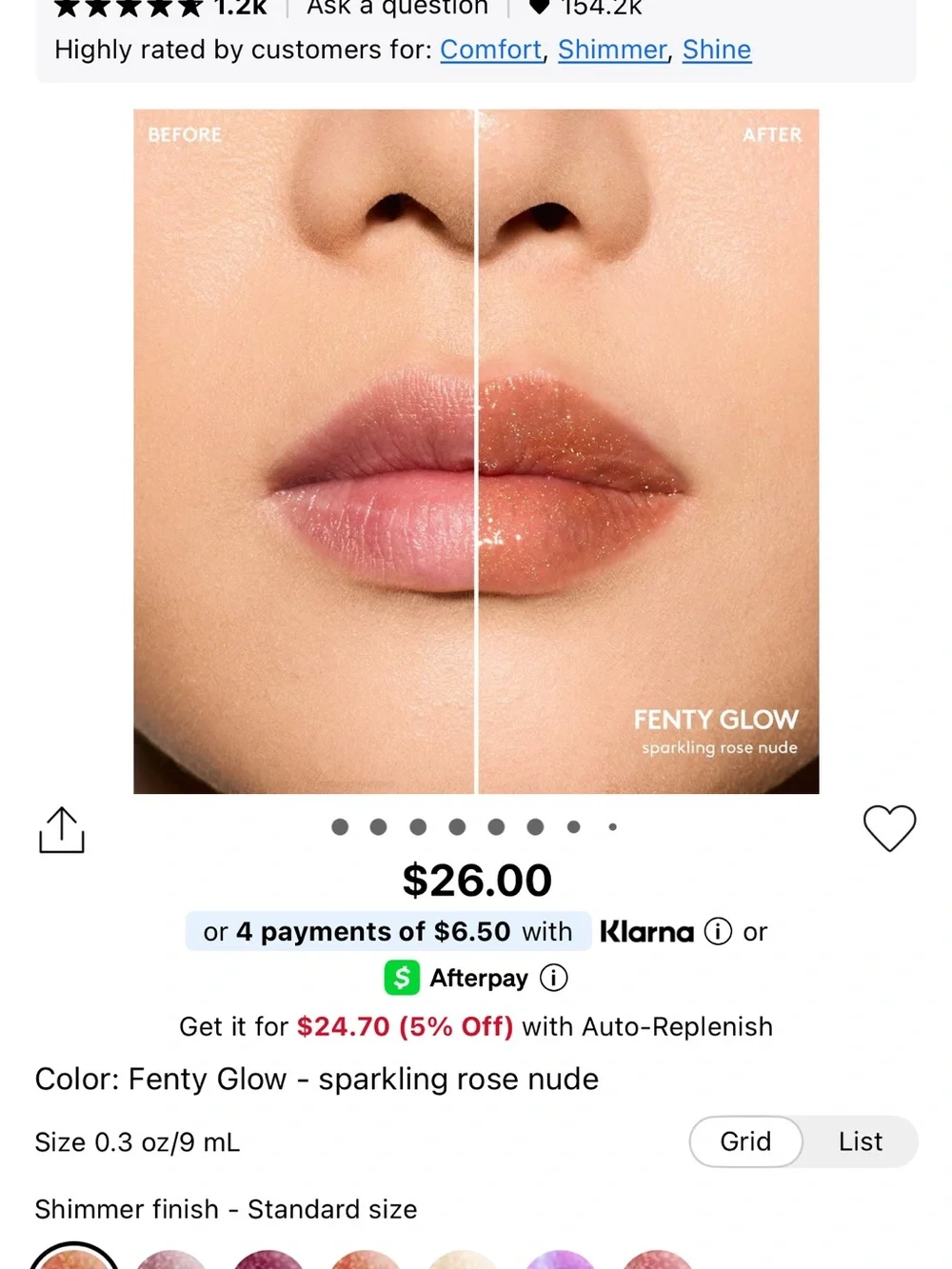 Fenty Beauty Gloss Bomb — Sparkling Rose Nude with Gold Shimmer